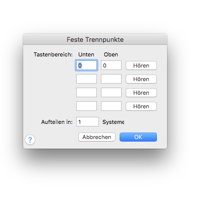 Dialogbox Feste Trennpunkte
